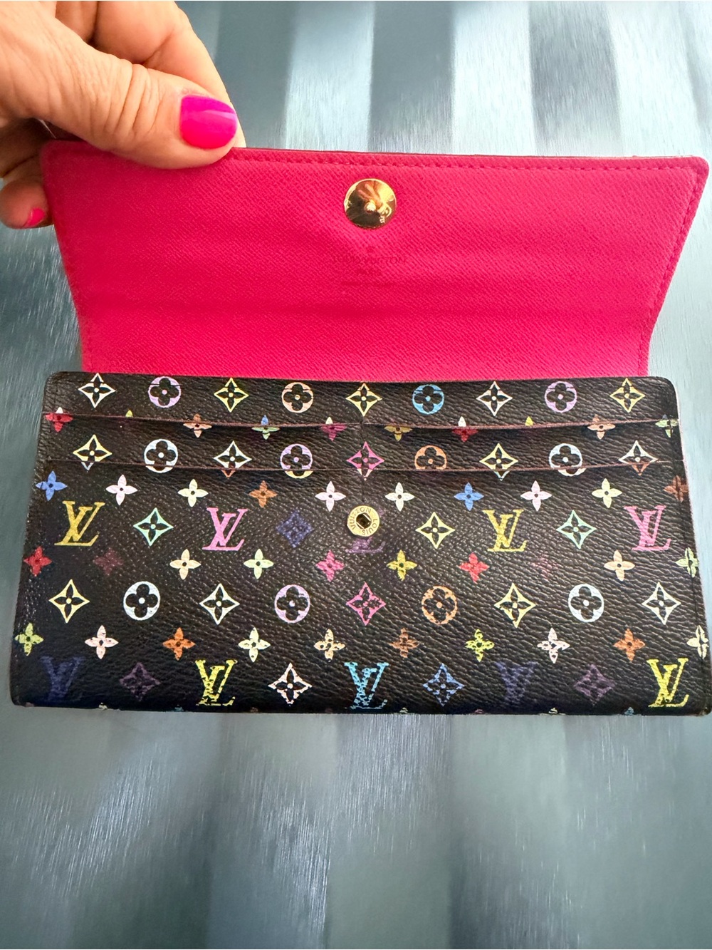 Louis Vuitton Brown Multicolor Monogram Continental Wallet interior pink - Picture 3 of 13